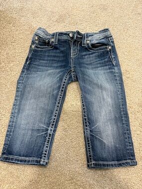 Miss Me Dark Blue Girls Denim Capris